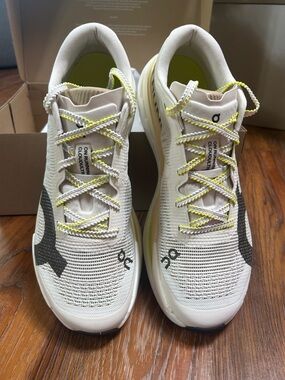 On Running Men’s Cloudultra Pro Running Shoes in Cream with Yellow Accents NWT